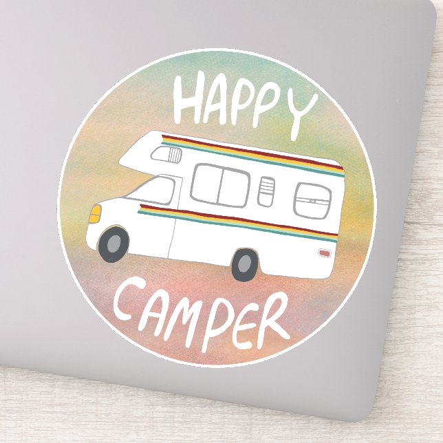 Sticker Happy Camper Rainbow RV Sunset Motorhome RV (Détail)