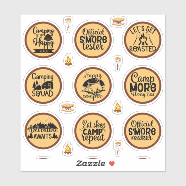 Sticker Happy Camper Smore Tester (Feuille)