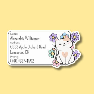 Sticker Happy Chat avec Fleurs ID bagage