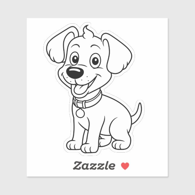 Sticker Happy Dog Black and White (Feuille)