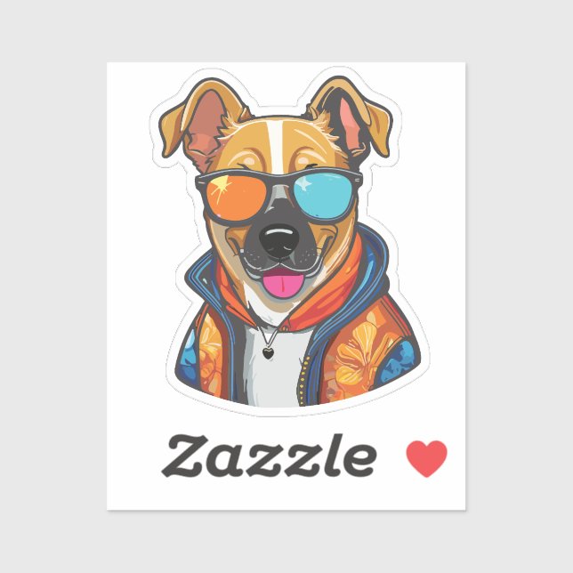 Sticker happy fashionable dog (Feuille)