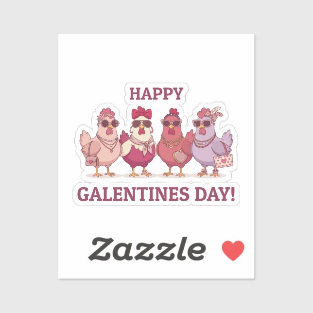 Sticker Happy Galentines Day Chicken Squad Cute Funny Hens (Feuille)