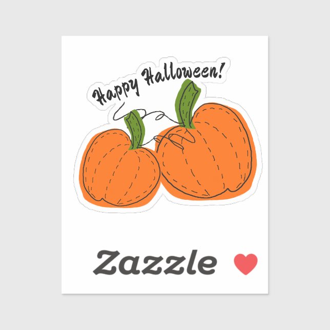 Sticker Happy Halloween Citrouille Custom-Cut Vinyl Sticke (Feuille)