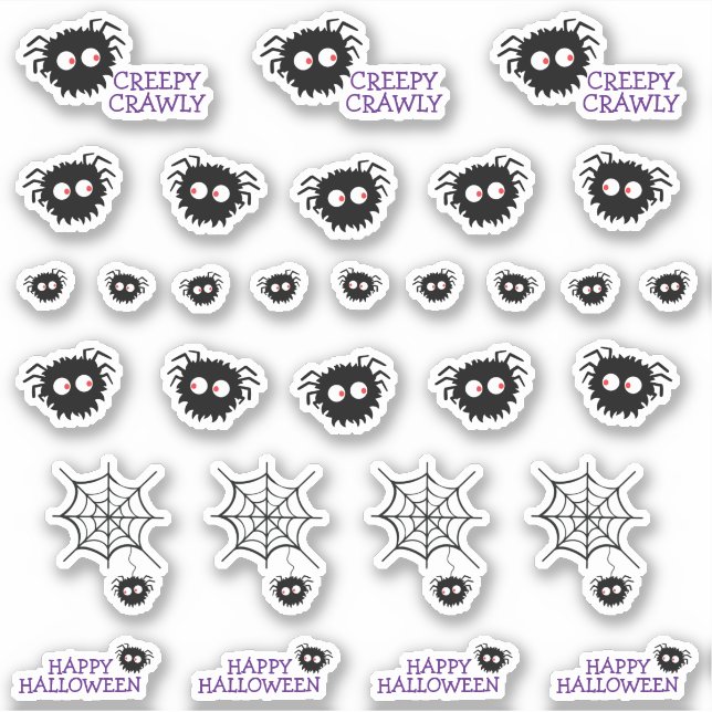Sticker Happy Halloween Déplaisant Crawly Black Spider Web (Devant)