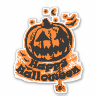 Sticker Happy Halloween Jack-o'-lantern Spider