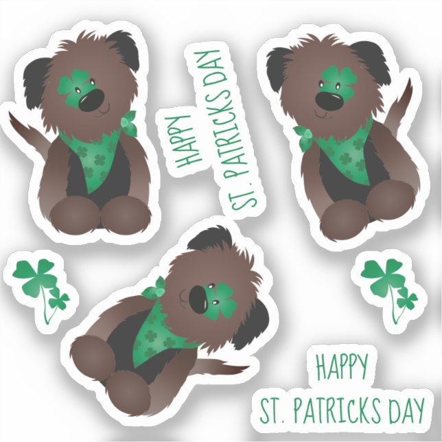 Sticker Happy Jour de la Saint Patrick Chien quatre feuill (Recto)