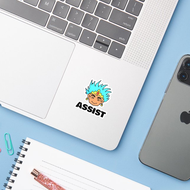 Sticker Happy King Eric | Gamer Assist Celebration (Ordinateur portable avec iPhone)