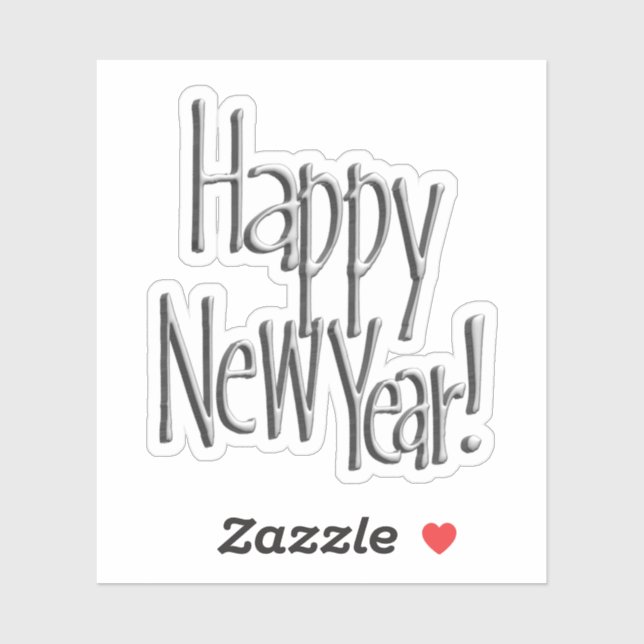 Sticker Happy New Year Silver (Feuille)