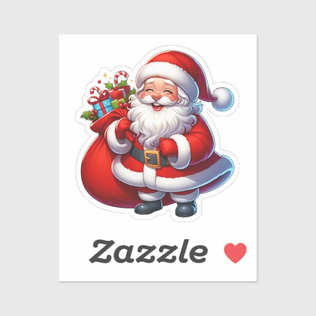 Sticker Happy Santa Claus Christmas (Feuille)
