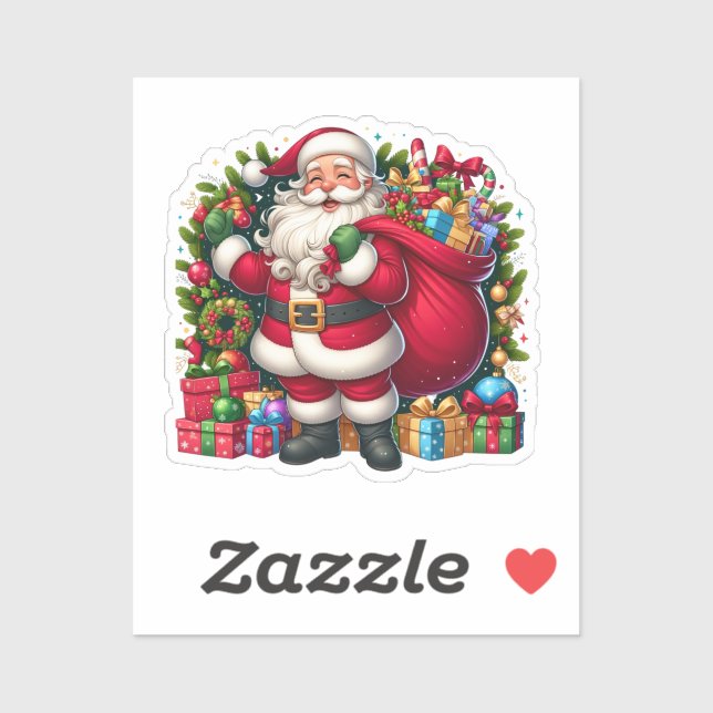 Sticker Happy Santa Claus Christmas (Feuille)