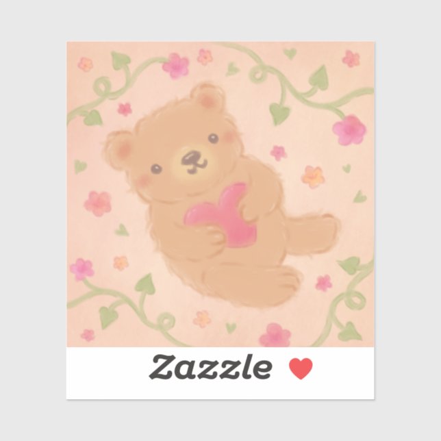 Sticker Happy Valentine's Day with Teddy Bear (Feuille)