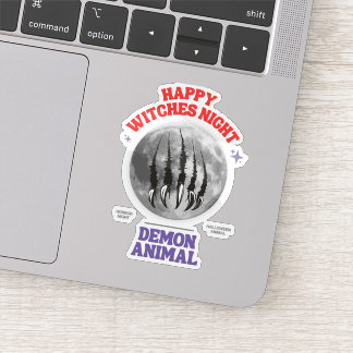 Sticker happy witches night demon animal