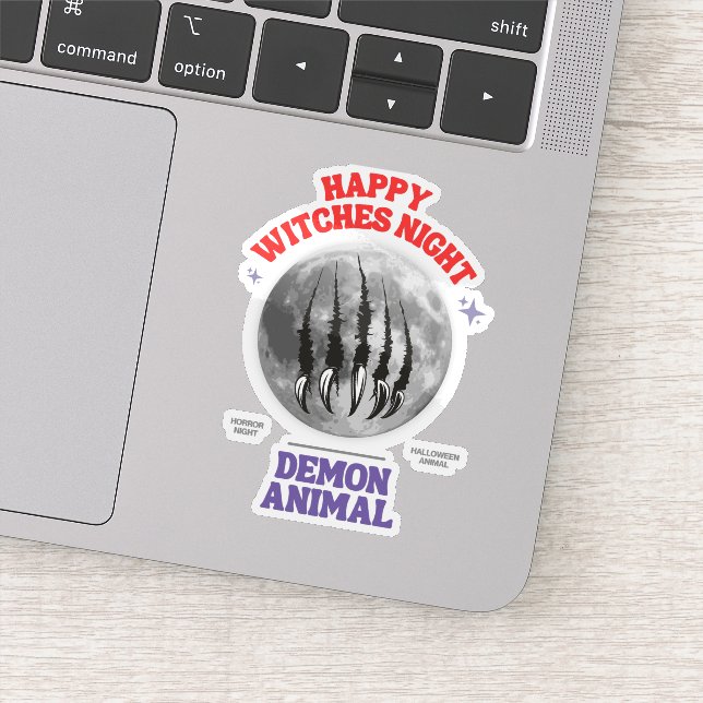 Sticker happy witches night demon animal (Détail)
