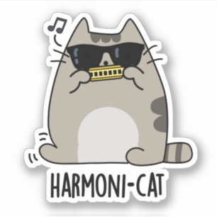 Sticker Hari-cat Funny Harmonica Cat Pun