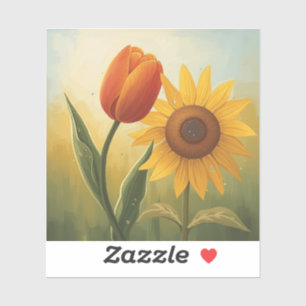Sticker Harmonie Ensoleillée : Art de peinture florale sty