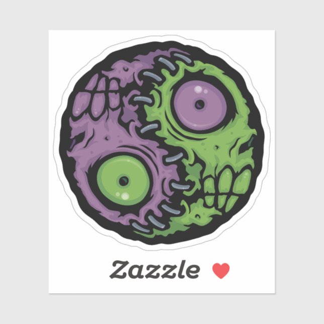 Sticker Harmonie undead : Symbole Zombie Yin Yang (Feuille)