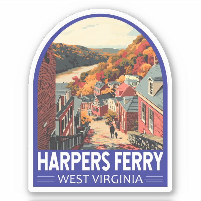 Sticker Harpers Ferry West Virginia Travel Art Vintage (Devant)