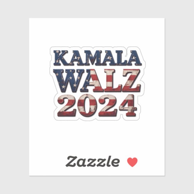 Sticker Harris Walz Élection 2024 Kamala Tim Waltz (Feuille)
