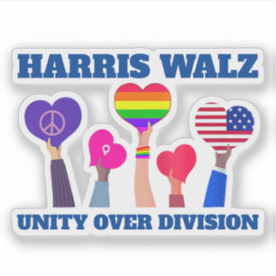 Sticker Harris Walz Unité de division LGBTQ Bleu foncé