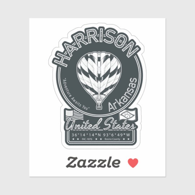 STICKER HARRISON ARKANSAS VINTAGE - BALLON D'AIR CHAUD (Feuille)