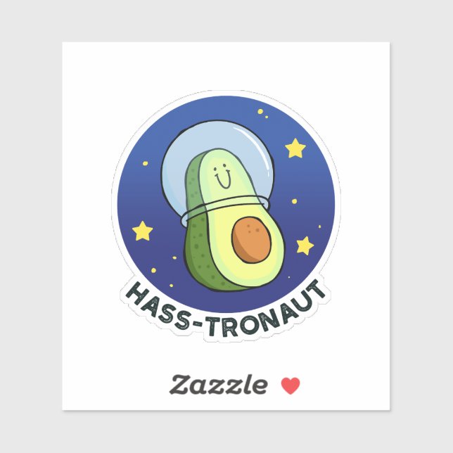 Sticker Hass-tronaute Avocado Space Pun Die-Cut (Feuille)