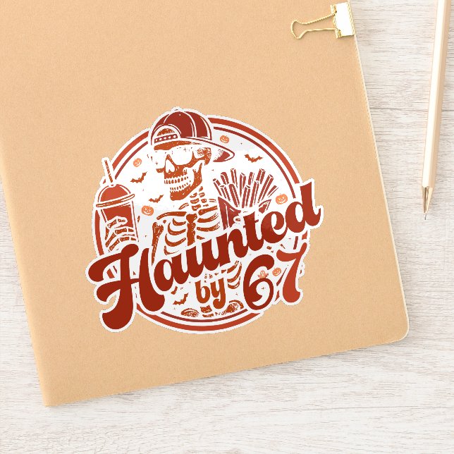 Sticker Haunted By 67 Funny Halloween Six Seven 67 Meme (Carnet)