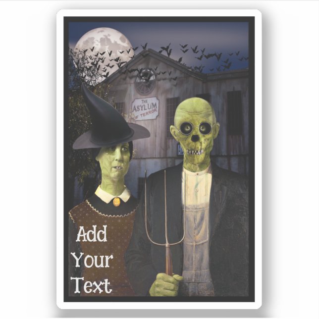 Sticker Haunted House Asylum Halloween (Devant)