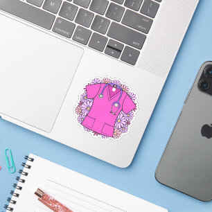 Sticker Haut à carreaux roses rétro avec fleurs