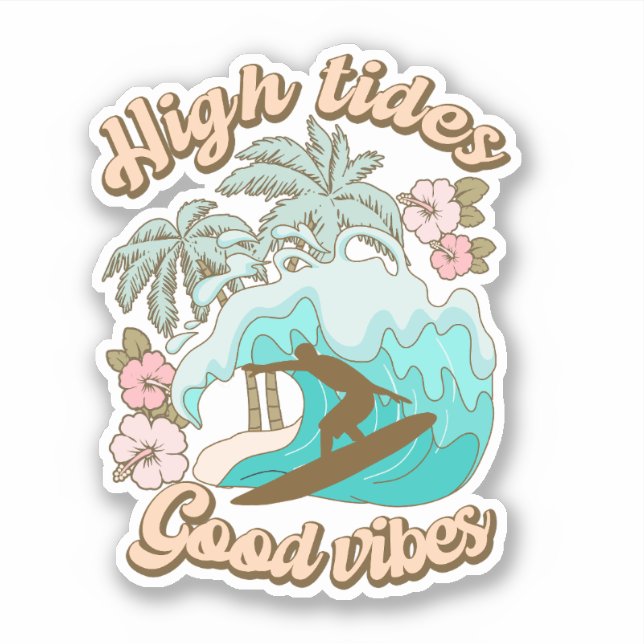 Sticker Haut Marches Good Vibes Boho Surf rétro (Devant)