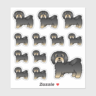 Sticker Havanais noir et feu chiens de dessin animé mignon