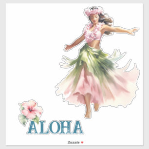 Sticker Hawaii Aloha Dancer Hibiscus Fleur