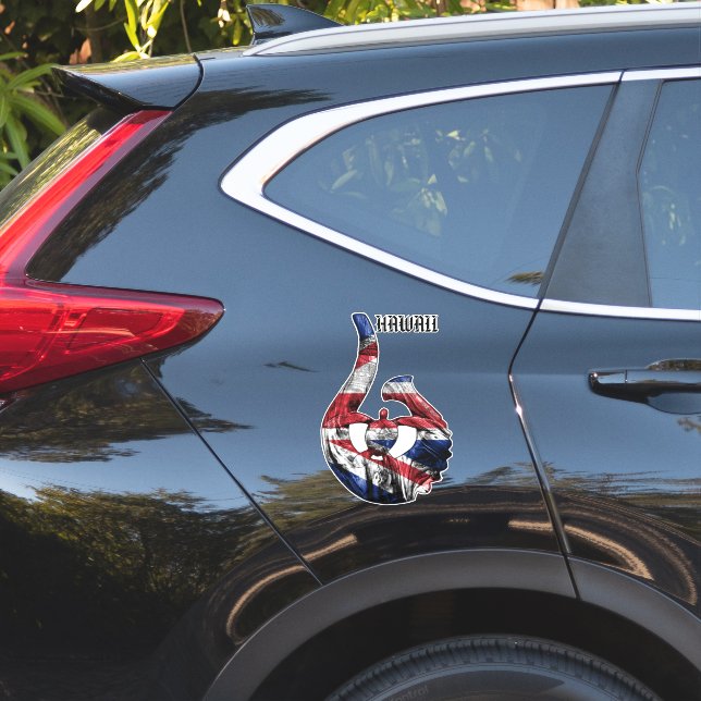 Sticker Hawaii Honu Tribal Hook HIFlag (Coté voiture)