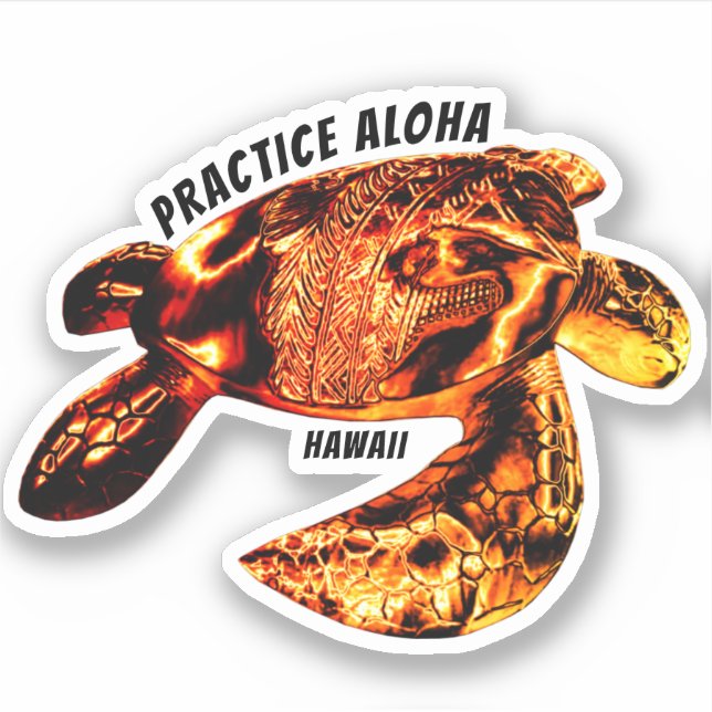 Sticker Hawaii Practice Aloha - Tribal Honu Lava (Devant)
