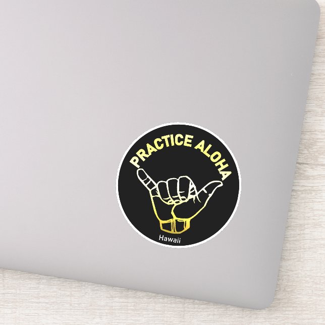 Sticker Hawaii Pratique Aloha Golden Shaka (Hang lâche) (Détail)