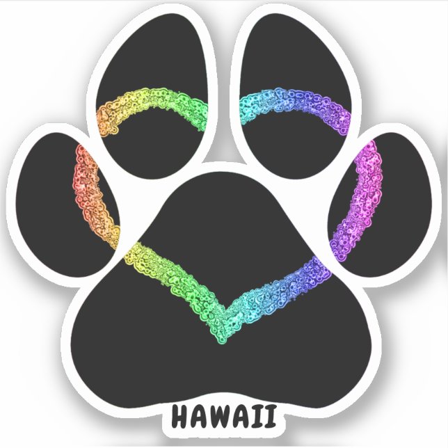 Sticker Hawaii Puppy Love Rainbow (Devant)