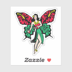 Sticker Hawaiian Hula Girl Orchid Fairy Art