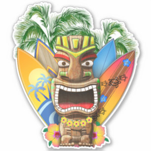 Sticker Hawaiian Tiki Surf