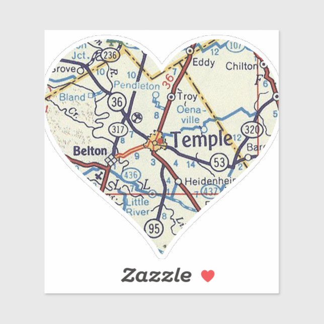 Sticker Heart Belton Temple Texas (Feuille)