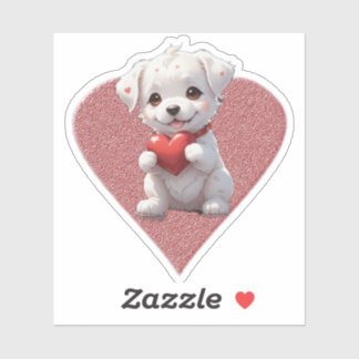 Sticker heart dog