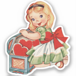 Sticker Heart Girl Enfant Retro Enfants mignons