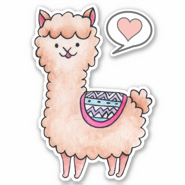 Sticker Heart Llama (Devant)