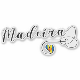 Sticker Heart Madeira Drapeau, I Love Madeira, Portugal
