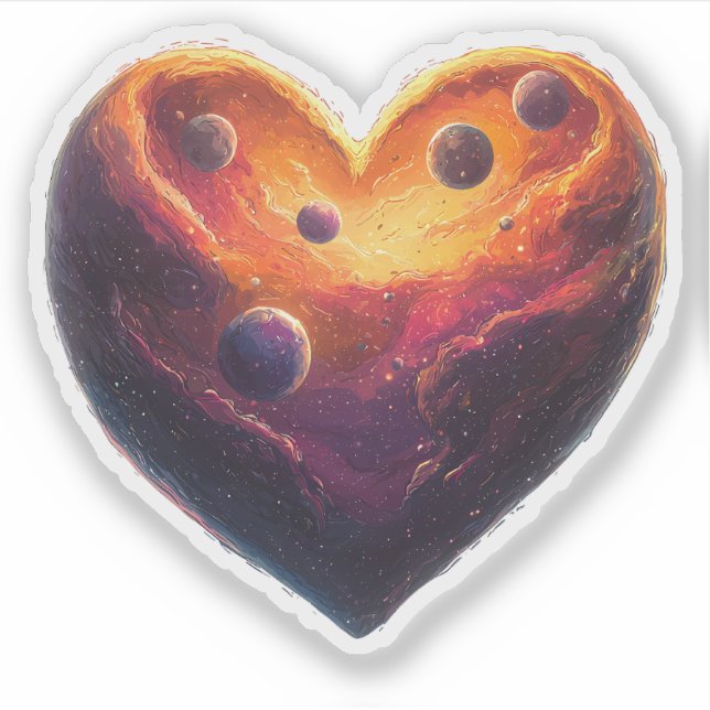 Sticker Heart Planet Saint Valentin (Devant)