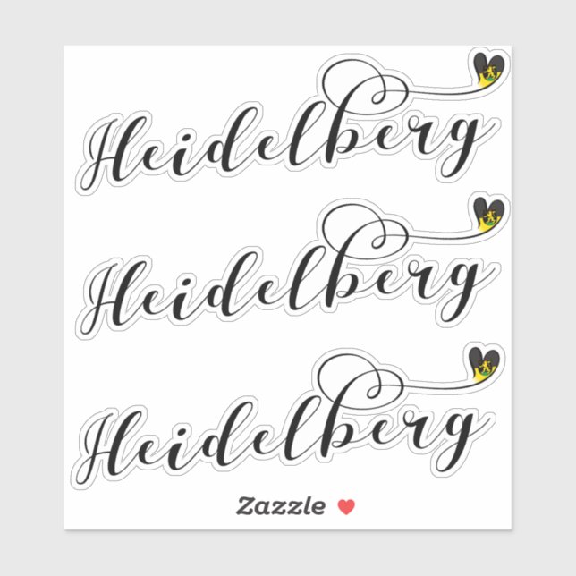 Sticker Heidelberg Flag Heart, Allemagne (Feuille)