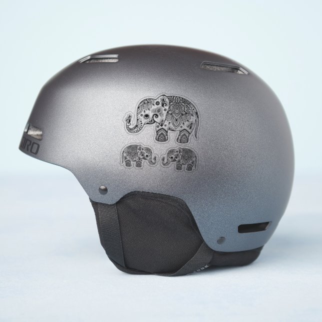 Sticker Héliphre noir cachemire floral vintage (Côté casque)