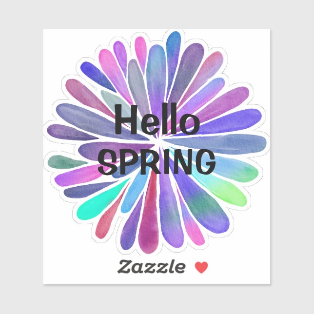 Sticker Hello Spring Colorée Design (Feuille)