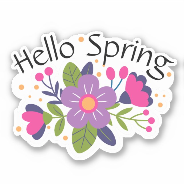 Sticker Hello Spring Floral Coloré (Devant)