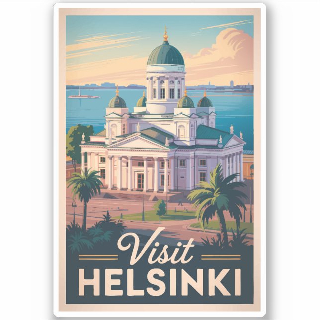 Sticker Helsinki Finland Cathedral Travel Art Vintage (Devant)
