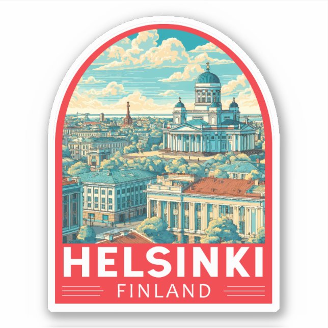 Sticker Helsinki Finland Voyage Art Emblème (Devant)
