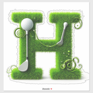 Sticker Herbe verte Lettre H avec balle de golf, club